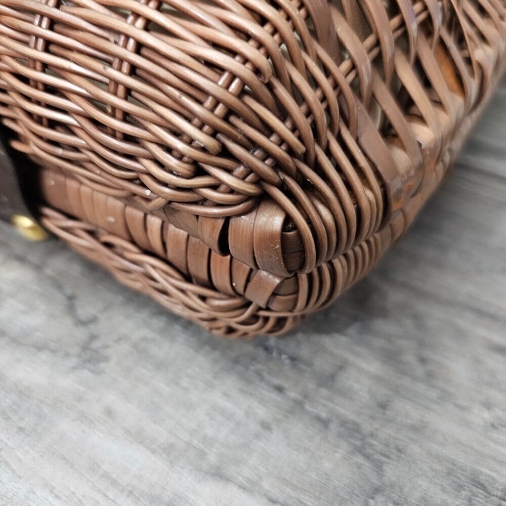 DORETTE Vintage Handbag Rattan Woven Wicker Natural Leather Bamboo Basket Bag - Picture 15 of 16